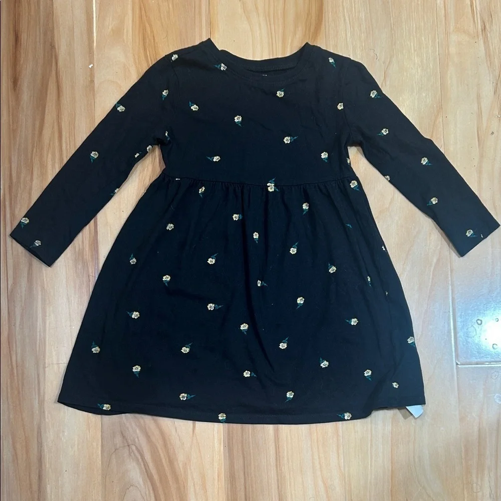 Old Navy Black Dress with Yellow Floral Pattern